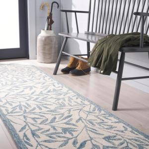 Martha Stewart x SAFAVIEH Area Rug Collection – 5′ x 8′, Green, Handmade Wool, Ideal for Living Room, Bedroom, Office, Dining Space (MSR3527Y)(Ivory/Blue)