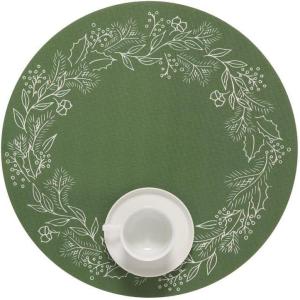 Martha by Martha Stewart | Chilewich Wreath Placemat in Elm – Set of 4 – Easy Care Woven Tabletop Textile – Indoor/Outdoor – 15″ Round(Elm)