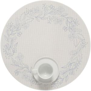 Martha by Martha Stewart | Chilewich Wreath Placemat in Elm – Set of 4 – Easy Care Woven Tabletop Textile – Indoor/Outdoor – 15″ Round(Frost)