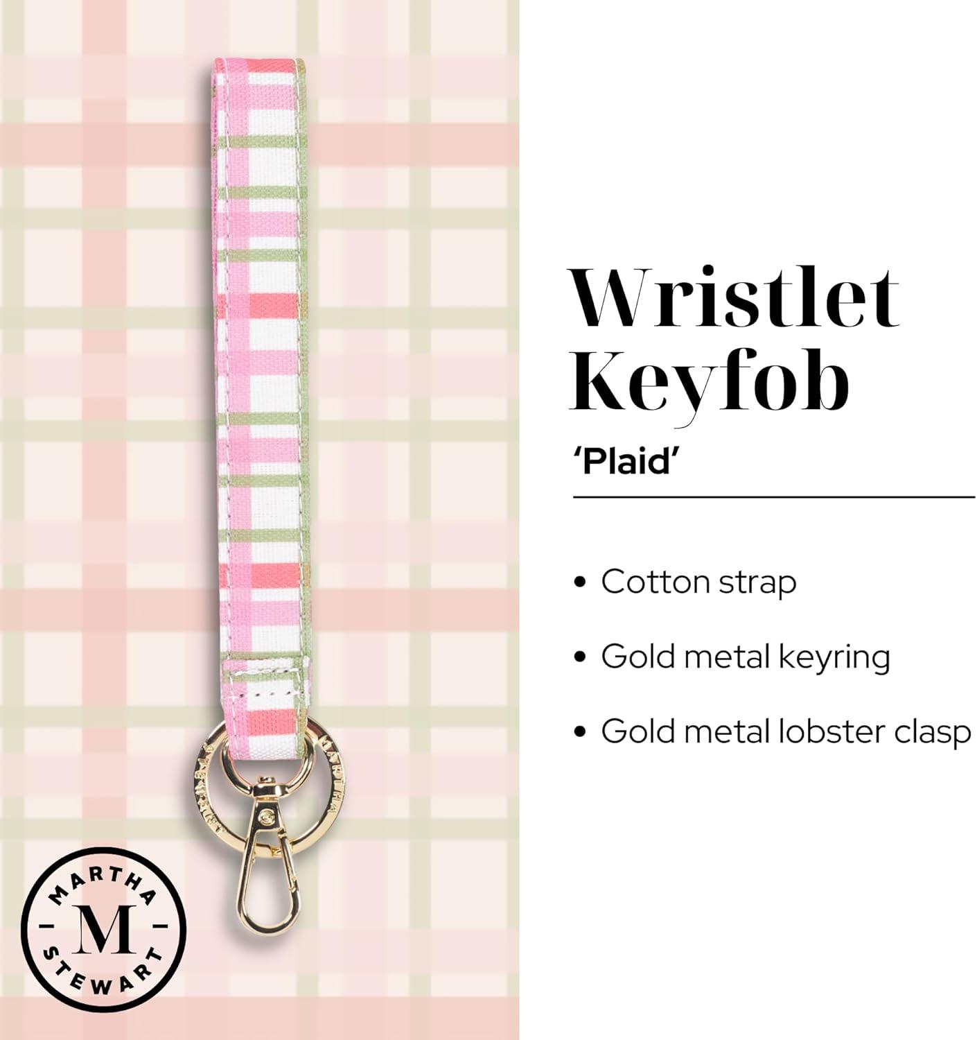 imageMartha Stewart Holiday Theme Wristlet for Keychain and Keys Cute Plaid Key Holder Bracelet Plaid
