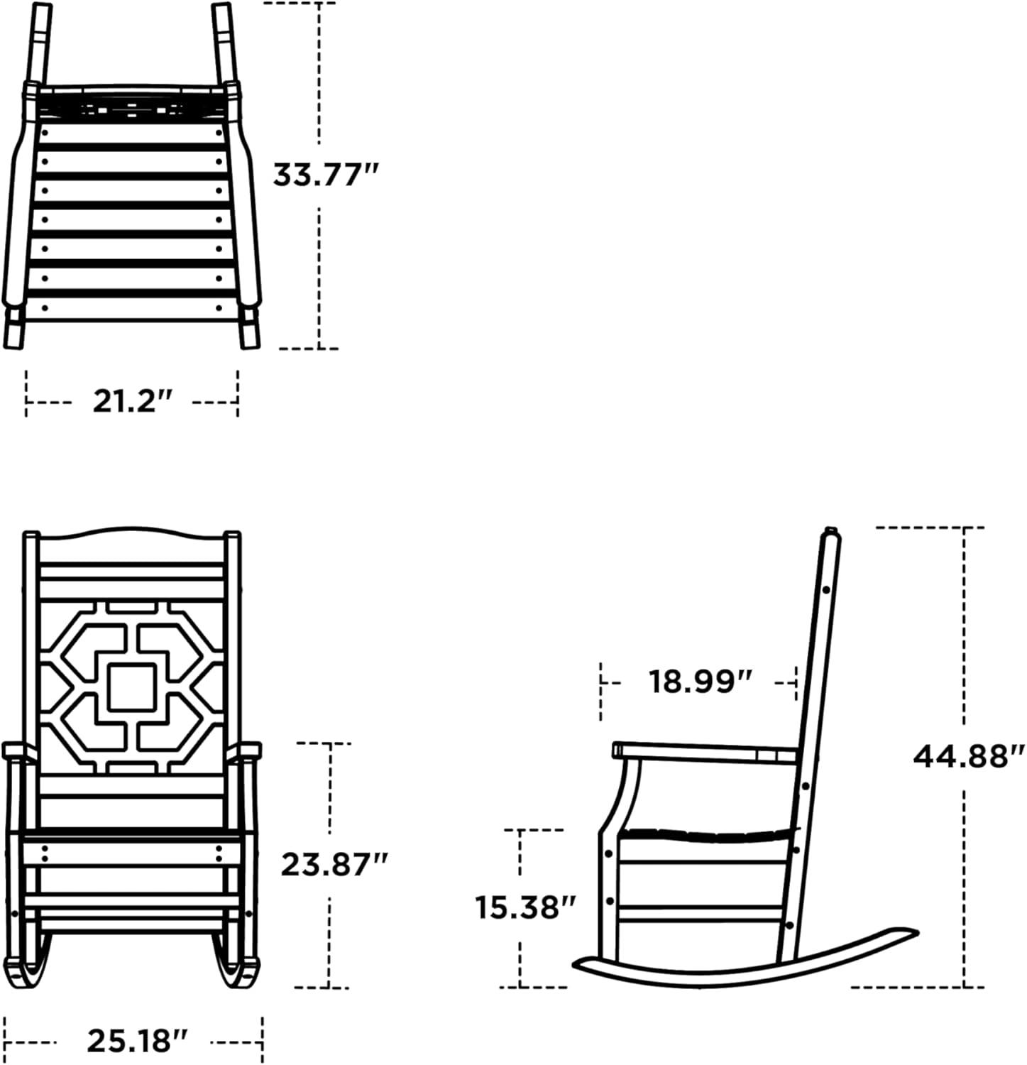 imageMartha Stewart by POLYWOOD Chinoiserie Outdoor Rocking Chair Black Durable HDPE AllWeather Patio Furniture with Decorative Lattice Classic Porch Rocker for Deck Garden amp Backyard Made in the USAWhite