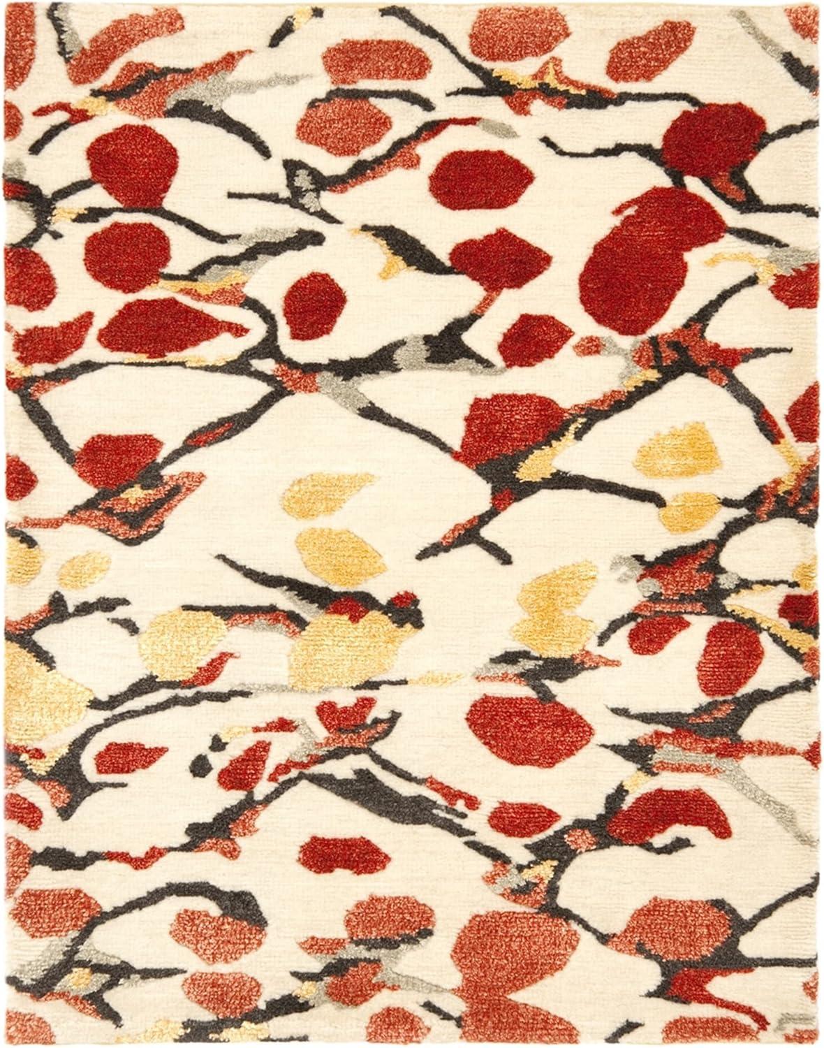 imageMartha Stewart x SAFAVIEH Area Rug Collection 8 x 10 Bard Red HandKnotted Silk amp Wool Ideal for Living Room Bedroom Office Dining Space MSR8641BBard Red