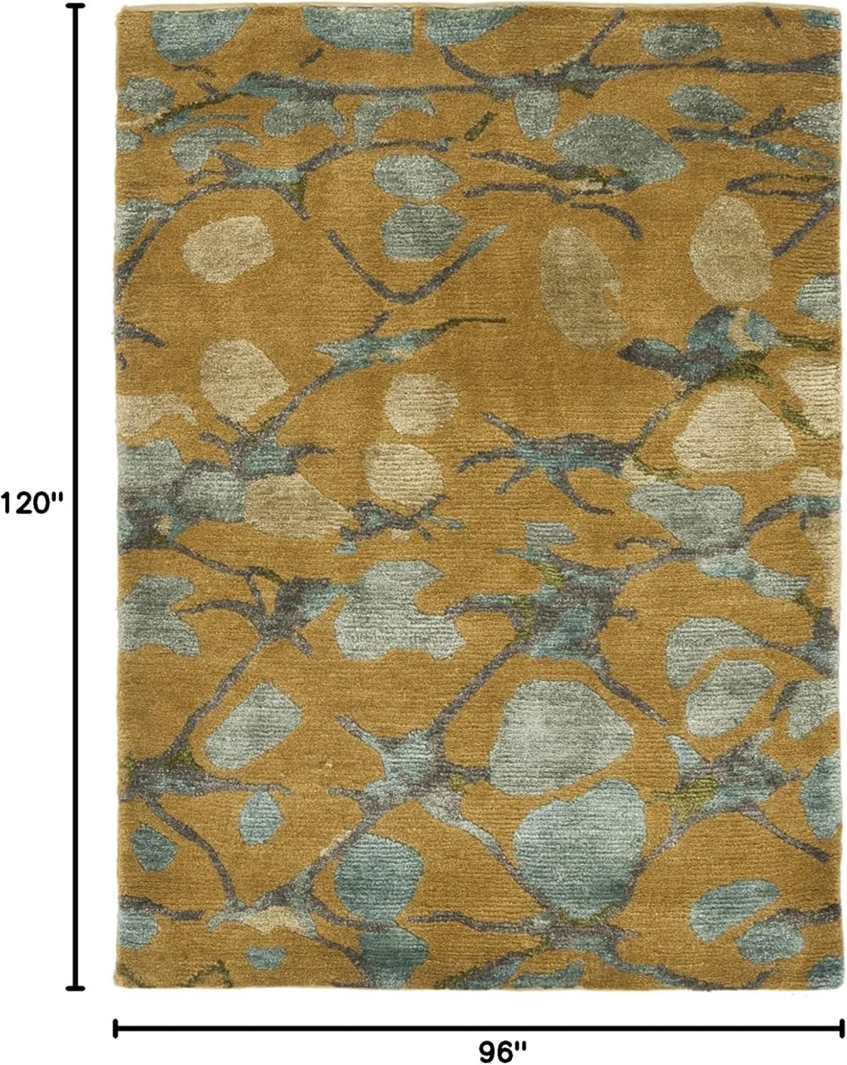 imageMartha Stewart x SAFAVIEH Area Rug Collection 8 x 10 Bard Red HandKnotted Silk amp Wool Ideal for Living Room Bedroom Office Dining Space MSR8641BHusk Brown
