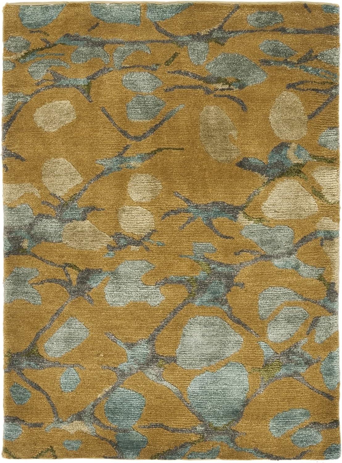imageMartha Stewart x SAFAVIEH Area Rug Collection 8 x 10 Bard Red HandKnotted Silk amp Wool Ideal for Living Room Bedroom Office Dining Space MSR8641BHusk Brown