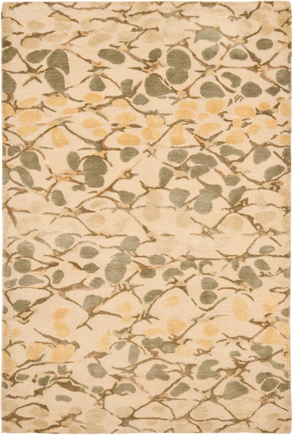 imageMartha Stewart x SAFAVIEH Area Rug Collection 8 x 10 Bard Red HandKnotted Silk amp Wool Ideal for Living Room Bedroom Office Dining Space MSR8641BWheat Beige