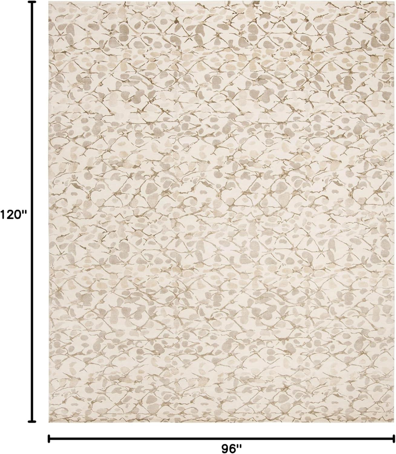 imageMartha Stewart x SAFAVIEH Area Rug Collection 8 x 10 Bard Red HandKnotted Silk amp Wool Ideal for Living Room Bedroom Office Dining Space MSR8641BWheat Beige