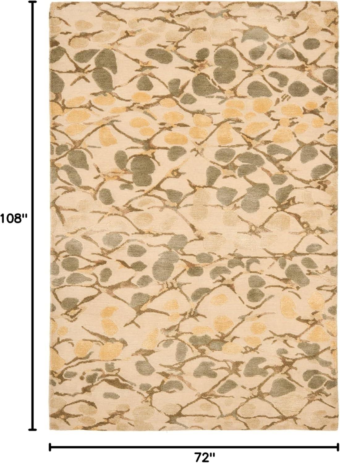 imageMartha Stewart x SAFAVIEH Area Rug Collection 8 x 10 Bard Red HandKnotted Silk amp Wool Ideal for Living Room Bedroom Office Dining Space MSR8641BWheat Beige