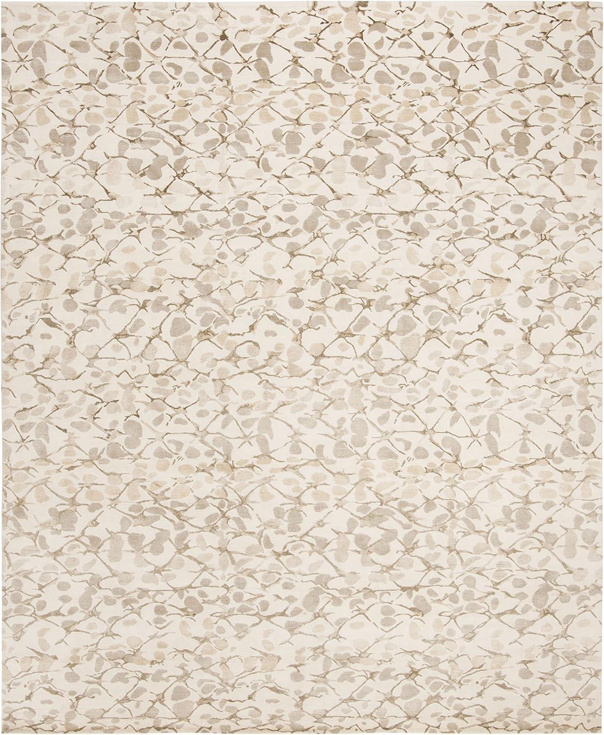 imageMartha Stewart x SAFAVIEH Area Rug Collection 8 x 10 Bard Red HandKnotted Silk amp Wool Ideal for Living Room Bedroom Office Dining Space MSR8641BWheat Beige