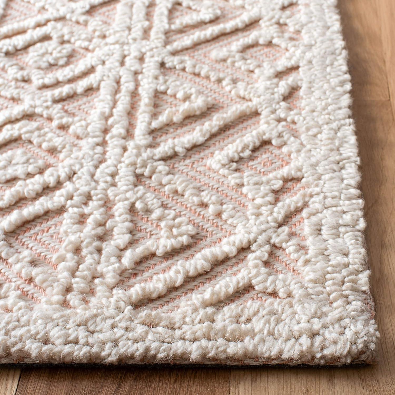 imageMartha Stewart x SAFAVIEH Area Rug Collection 8 x 10 Beige amp Pink Handmade Wool Ideal for Living Room Bedroom Office Dining Space MSR3514B