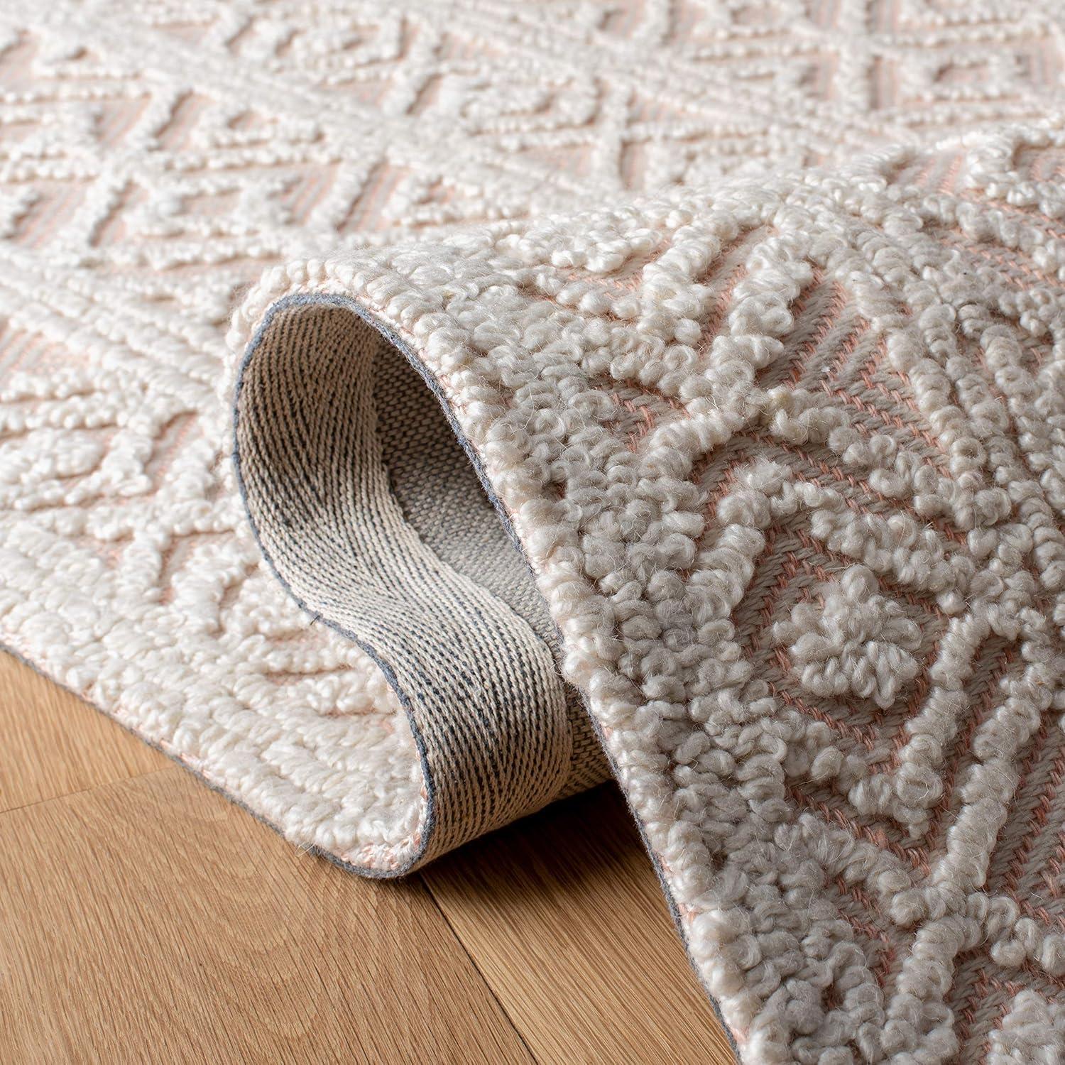 imageMartha Stewart x SAFAVIEH Area Rug Collection 8 x 10 Beige amp Pink Handmade Wool Ideal for Living Room Bedroom Office Dining Space MSR3514B