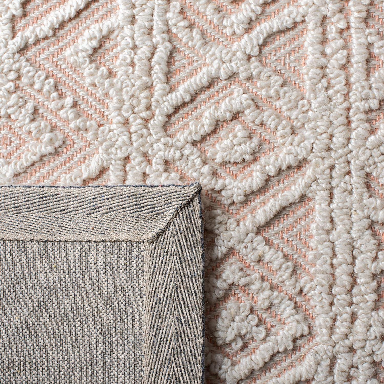 imageMartha Stewart x SAFAVIEH Area Rug Collection 8 x 10 Beige amp Pink Handmade Wool Ideal for Living Room Bedroom Office Dining Space MSR3514B