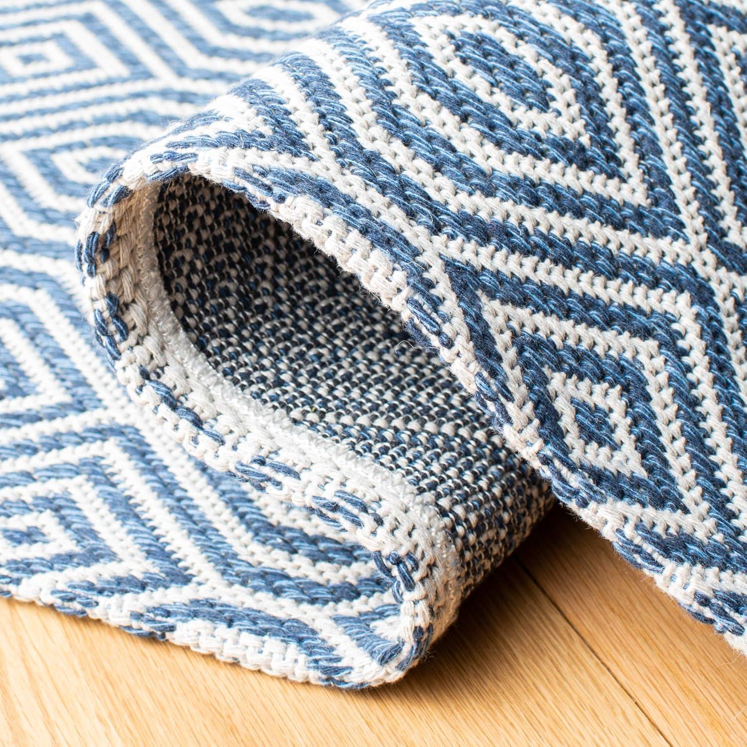 imageMartha Stewart x SAFAVIEH Area Rug Collection 8 x 10 Blue amp Grey Flat Weave Cotton Ideal for Living Room Bedroom Office Dining Space MSR401M