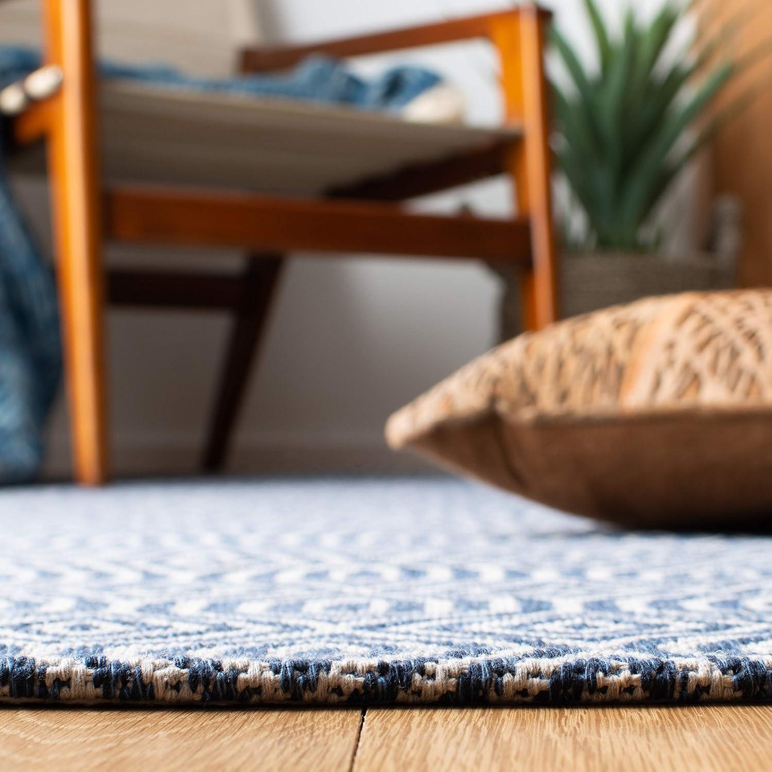 imageMartha Stewart x SAFAVIEH Area Rug Collection 8 x 10 Blue amp Grey Flat Weave Cotton Ideal for Living Room Bedroom Office Dining Space MSR401M