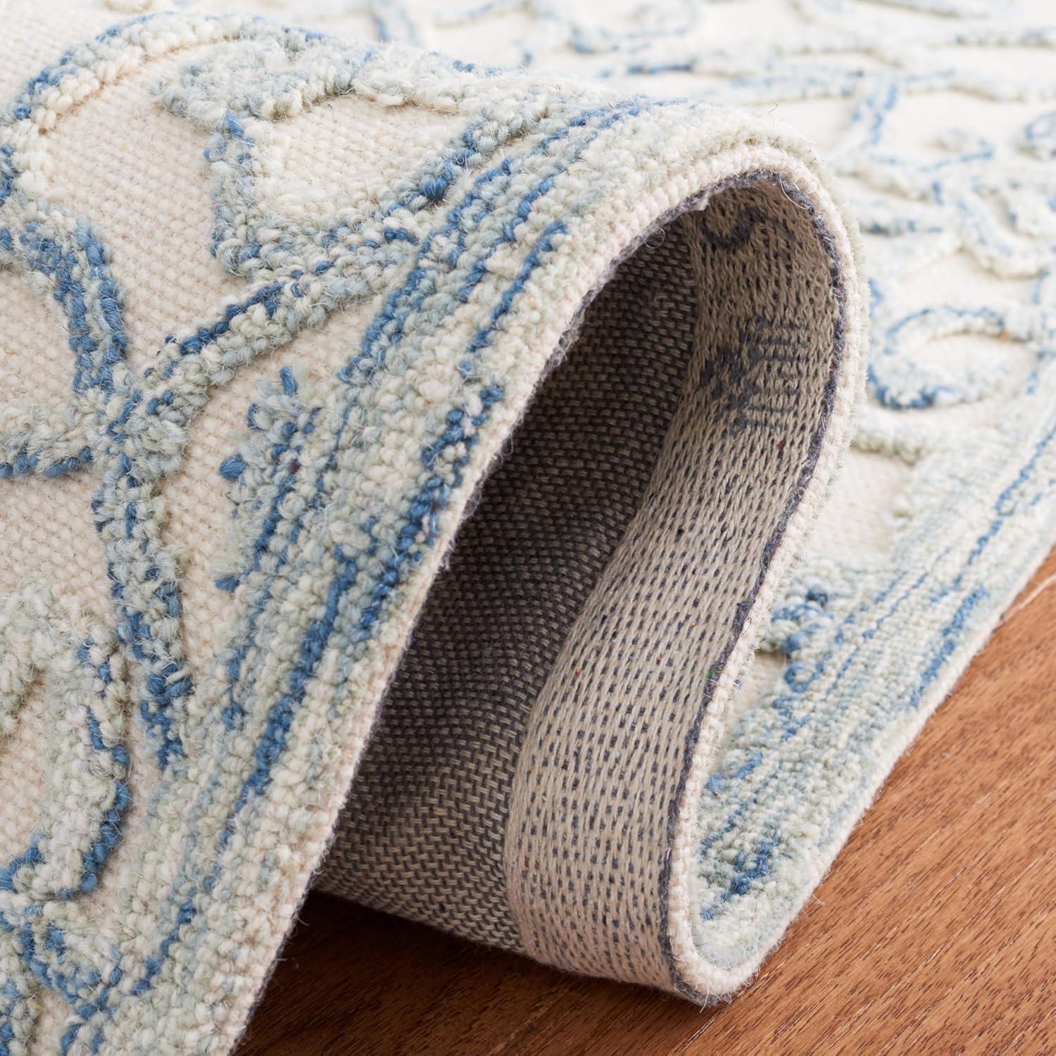 imageMartha Stewart x SAFAVIEH Area Rug Collection 8 x 10 Blue amp Ivory Handmade Wool Ideal for Living Room Bedroom Office Dining Space MSR3513BBlueIvory