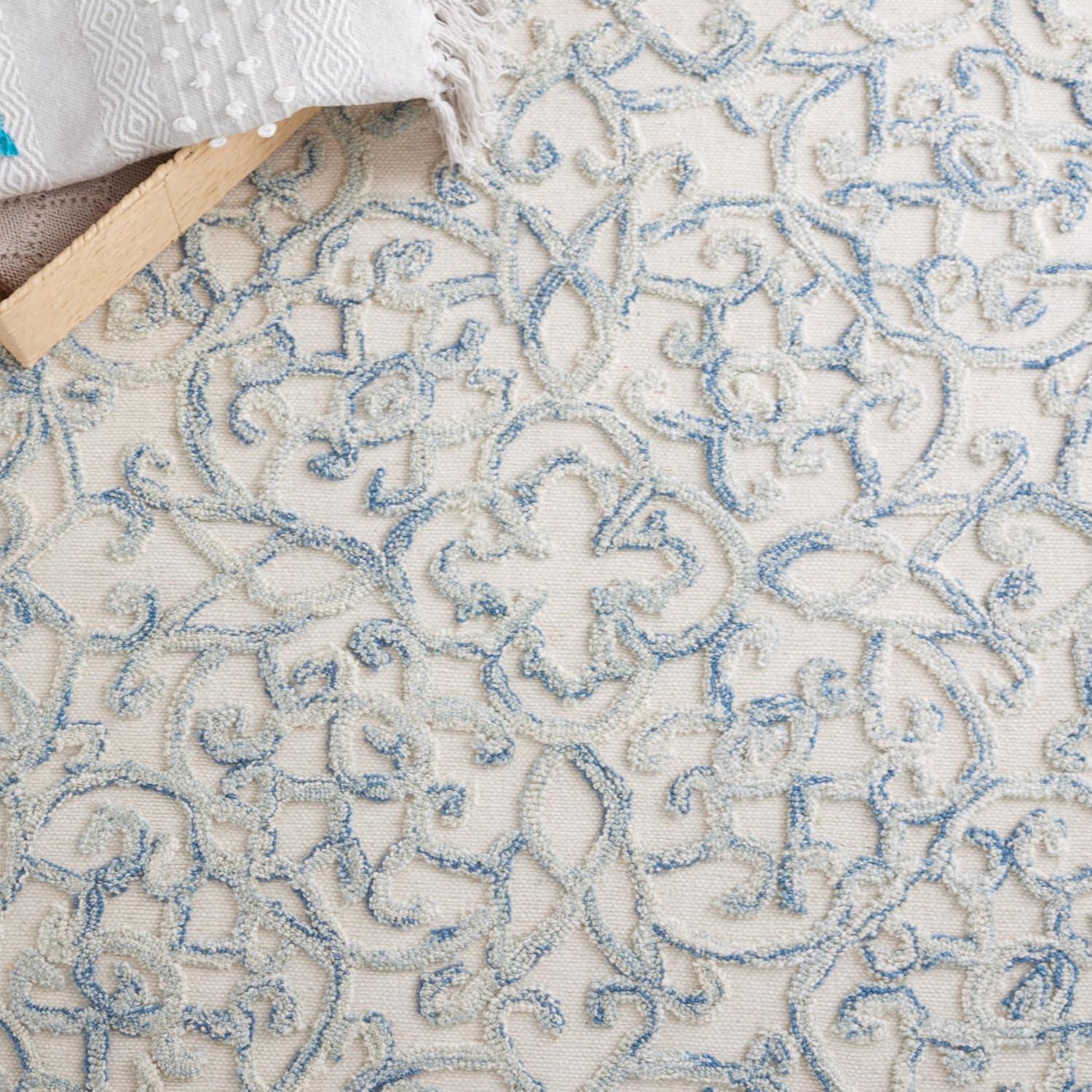 imageMartha Stewart x SAFAVIEH Area Rug Collection 8 x 10 Blue amp Ivory Handmade Wool Ideal for Living Room Bedroom Office Dining Space MSR3513BBlueIvory