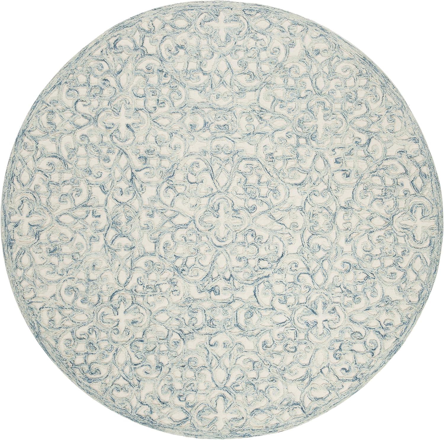 imageMartha Stewart x SAFAVIEH Area Rug Collection 8 x 10 Blue amp Ivory Handmade Wool Ideal for Living Room Bedroom Office Dining Space MSR3513BBlueIvory