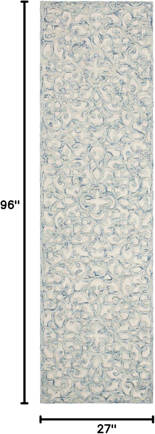 imageMartha Stewart x SAFAVIEH Area Rug Collection 8 x 10 Blue amp Ivory Handmade Wool Ideal for Living Room Bedroom Office Dining Space MSR3513BBlueIvory
