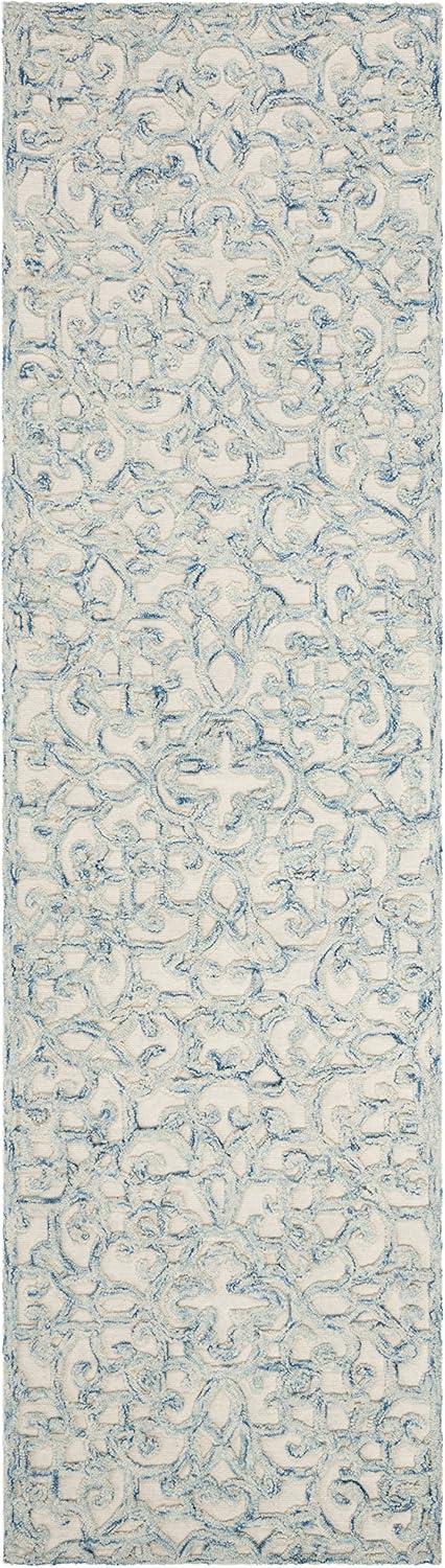 imageMartha Stewart x SAFAVIEH Area Rug Collection 8 x 10 Blue amp Ivory Handmade Wool Ideal for Living Room Bedroom Office Dining Space MSR3513BBlueIvory