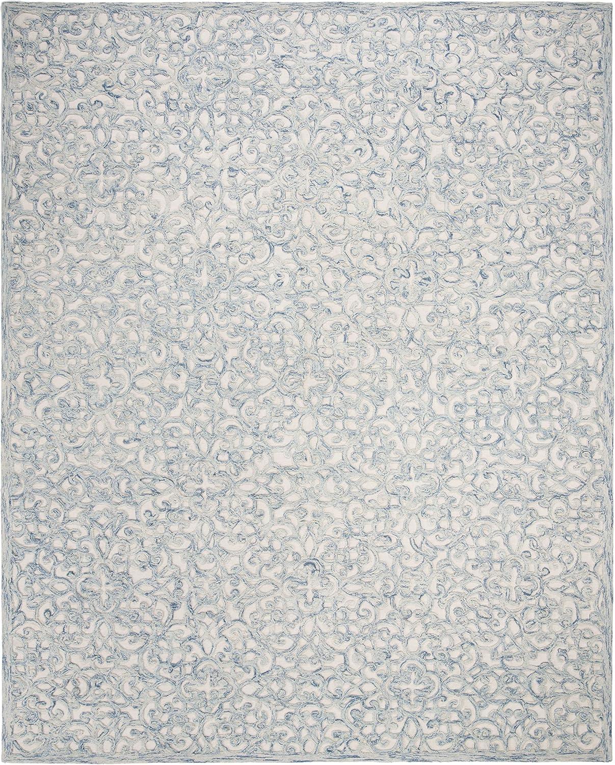 imageMartha Stewart x SAFAVIEH Area Rug Collection 8 x 10 Blue amp Ivory Handmade Wool Ideal for Living Room Bedroom Office Dining Space MSR3513BBlueIvory