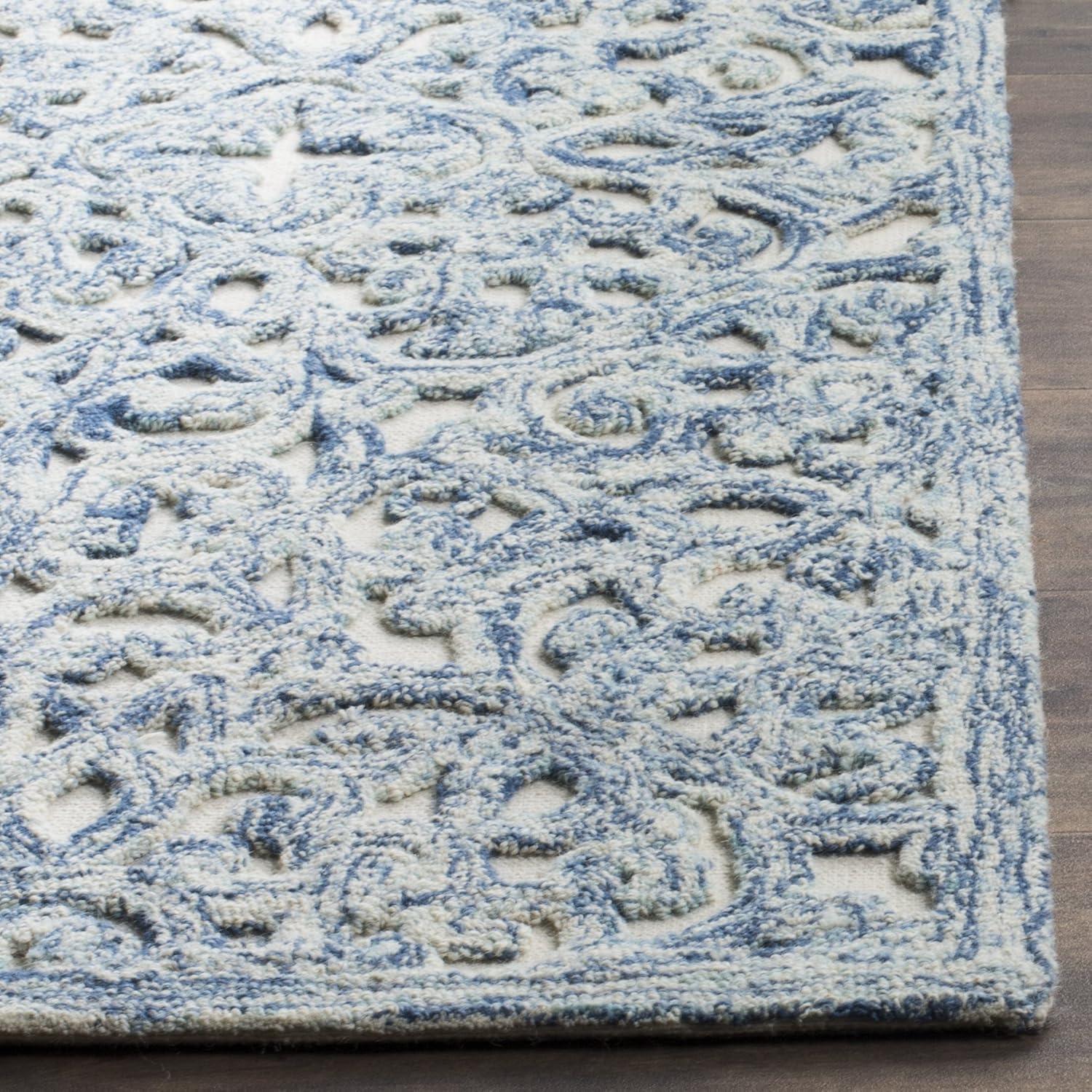 imageMartha Stewart x SAFAVIEH Area Rug Collection 8 x 10 Blue amp Ivory Handmade Wool Ideal for Living Room Bedroom Office Dining Space MSR3513BBlueIvory