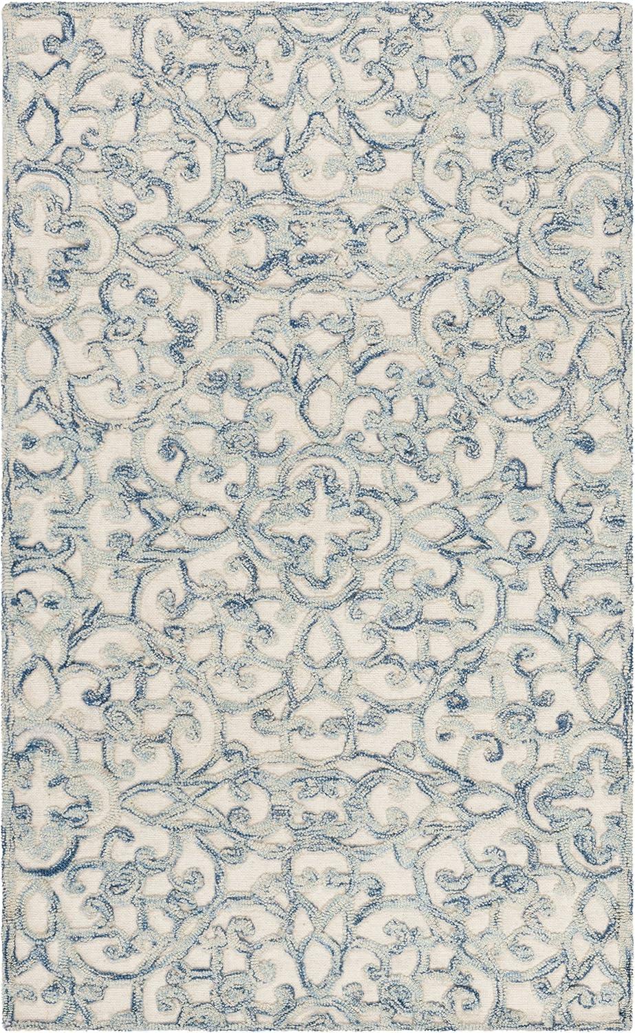 imageMartha Stewart x SAFAVIEH Area Rug Collection 8 x 10 Blue amp Ivory Handmade Wool Ideal for Living Room Bedroom Office Dining Space MSR3513BBlueIvory