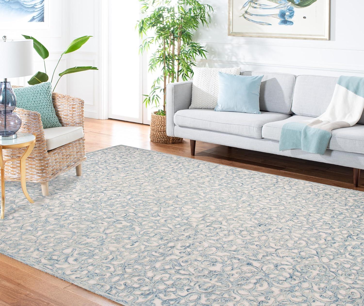 imageMartha Stewart x SAFAVIEH Area Rug Collection 8 x 10 Blue amp Ivory Handmade Wool Ideal for Living Room Bedroom Office Dining Space MSR3513BBlueIvory