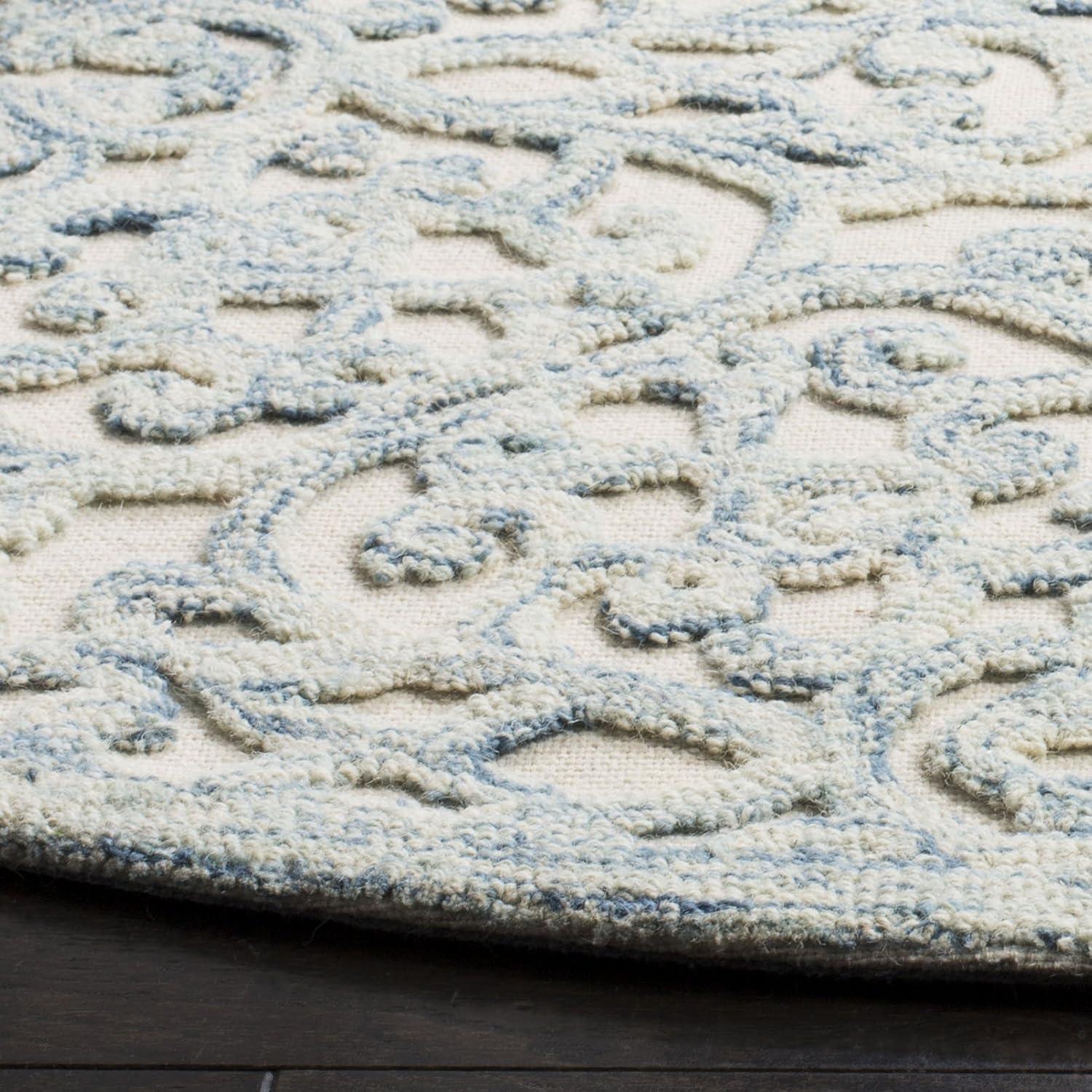 imageMartha Stewart x SAFAVIEH Area Rug Collection 8 x 10 Blue amp Ivory Handmade Wool Ideal for Living Room Bedroom Office Dining Space MSR3513BBlueIvory