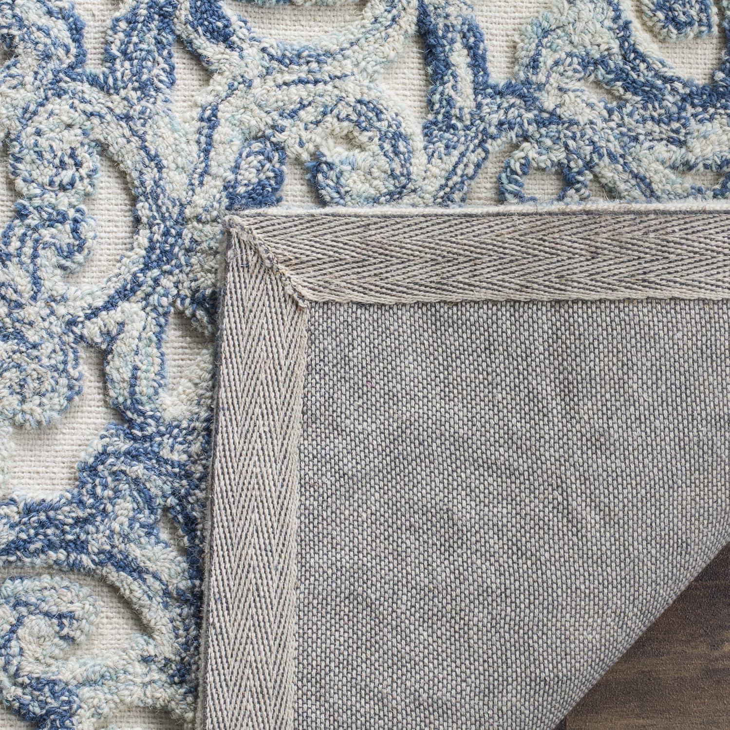imageMartha Stewart x SAFAVIEH Area Rug Collection 8 x 10 Blue amp Ivory Handmade Wool Ideal for Living Room Bedroom Office Dining Space MSR3513BBlueIvory