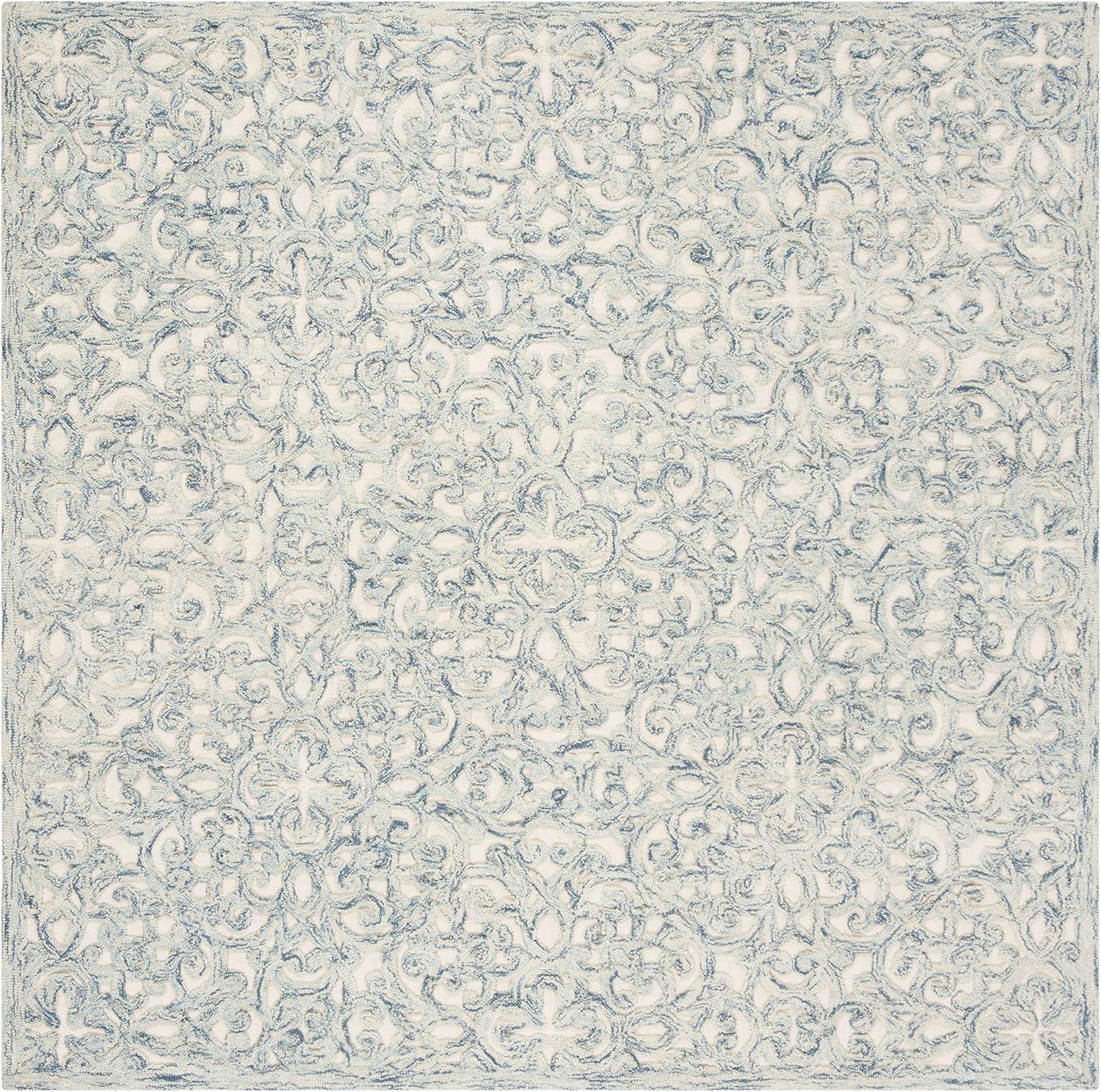 imageMartha Stewart x SAFAVIEH Area Rug Collection 8 x 10 Blue amp Ivory Handmade Wool Ideal for Living Room Bedroom Office Dining Space MSR3513BBlueIvory