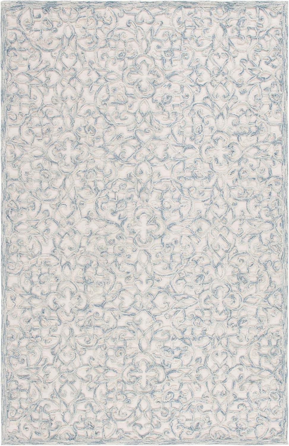 imageMartha Stewart x SAFAVIEH Area Rug Collection 8 x 10 Blue amp Ivory Handmade Wool Ideal for Living Room Bedroom Office Dining Space MSR3513BBlueIvory