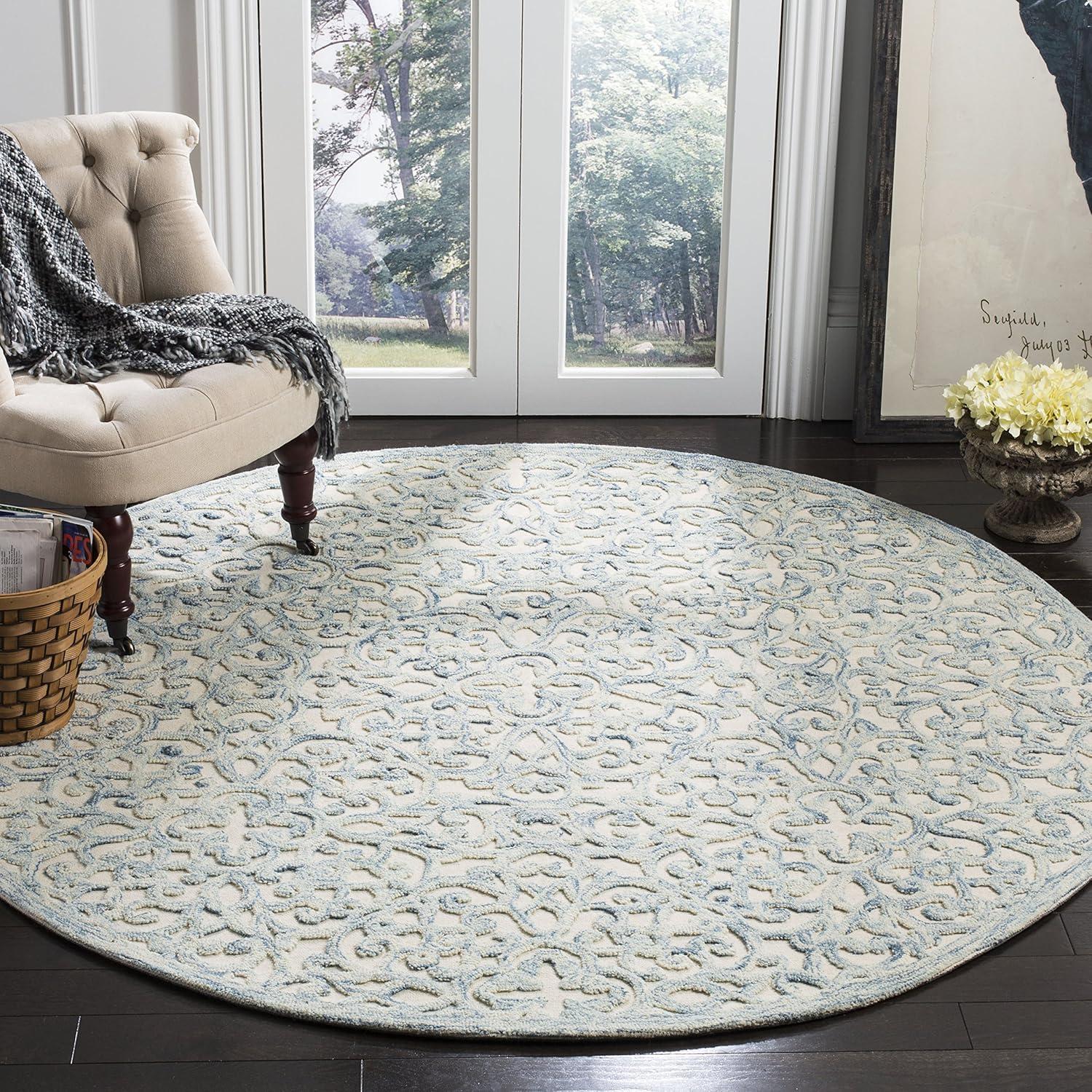 imageMartha Stewart x SAFAVIEH Area Rug Collection 8 x 10 Blue amp Ivory Handmade Wool Ideal for Living Room Bedroom Office Dining Space MSR3513BBlueIvory