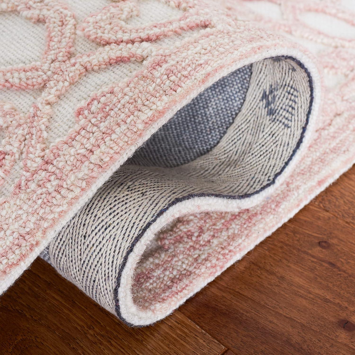imageMartha Stewart x SAFAVIEH Area Rug Collection 8 x 10 Blue amp Ivory Handmade Wool Ideal for Living Room Bedroom Office Dining Space MSR3513BIvoryPink