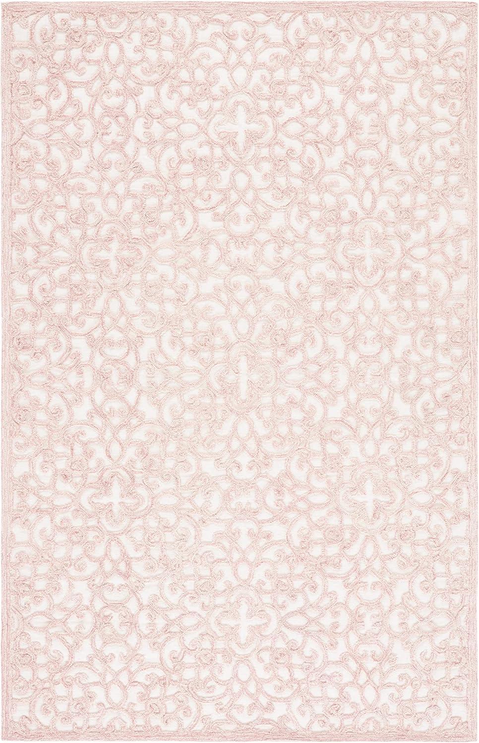 imageMartha Stewart x SAFAVIEH Area Rug Collection 8 x 10 Blue amp Ivory Handmade Wool Ideal for Living Room Bedroom Office Dining Space MSR3513BIvoryPink