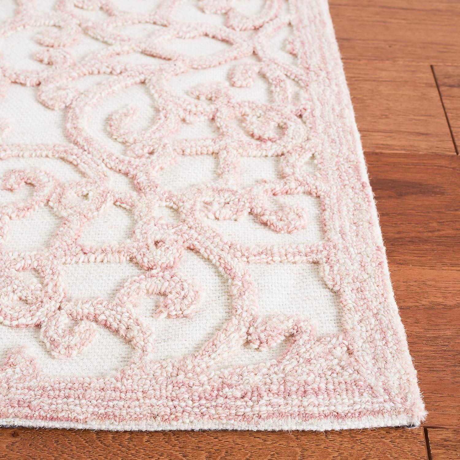 imageMartha Stewart x SAFAVIEH Area Rug Collection 8 x 10 Blue amp Ivory Handmade Wool Ideal for Living Room Bedroom Office Dining Space MSR3513BIvoryPink