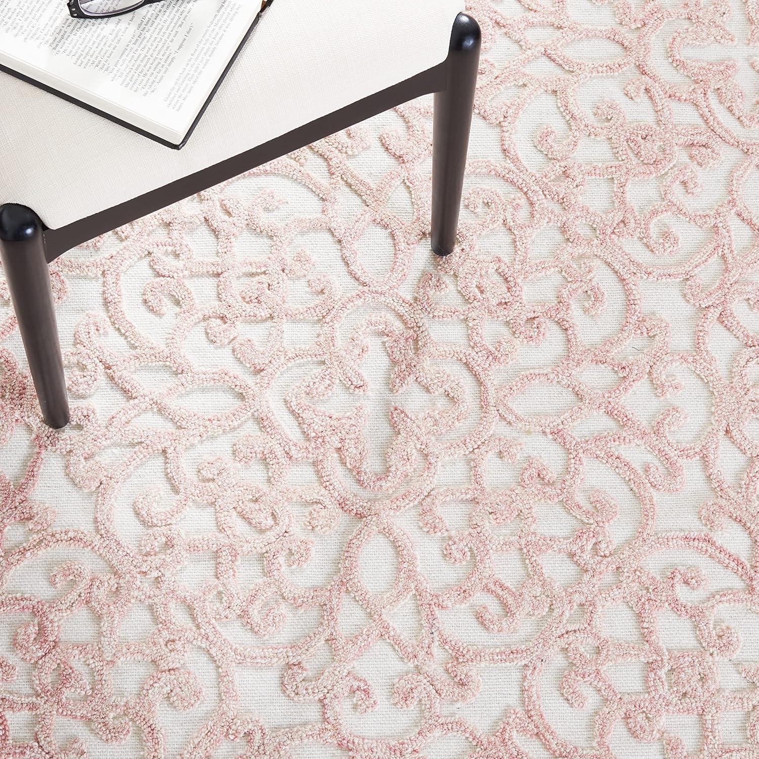 imageMartha Stewart x SAFAVIEH Area Rug Collection 8 x 10 Blue amp Ivory Handmade Wool Ideal for Living Room Bedroom Office Dining Space MSR3513BIvoryPink