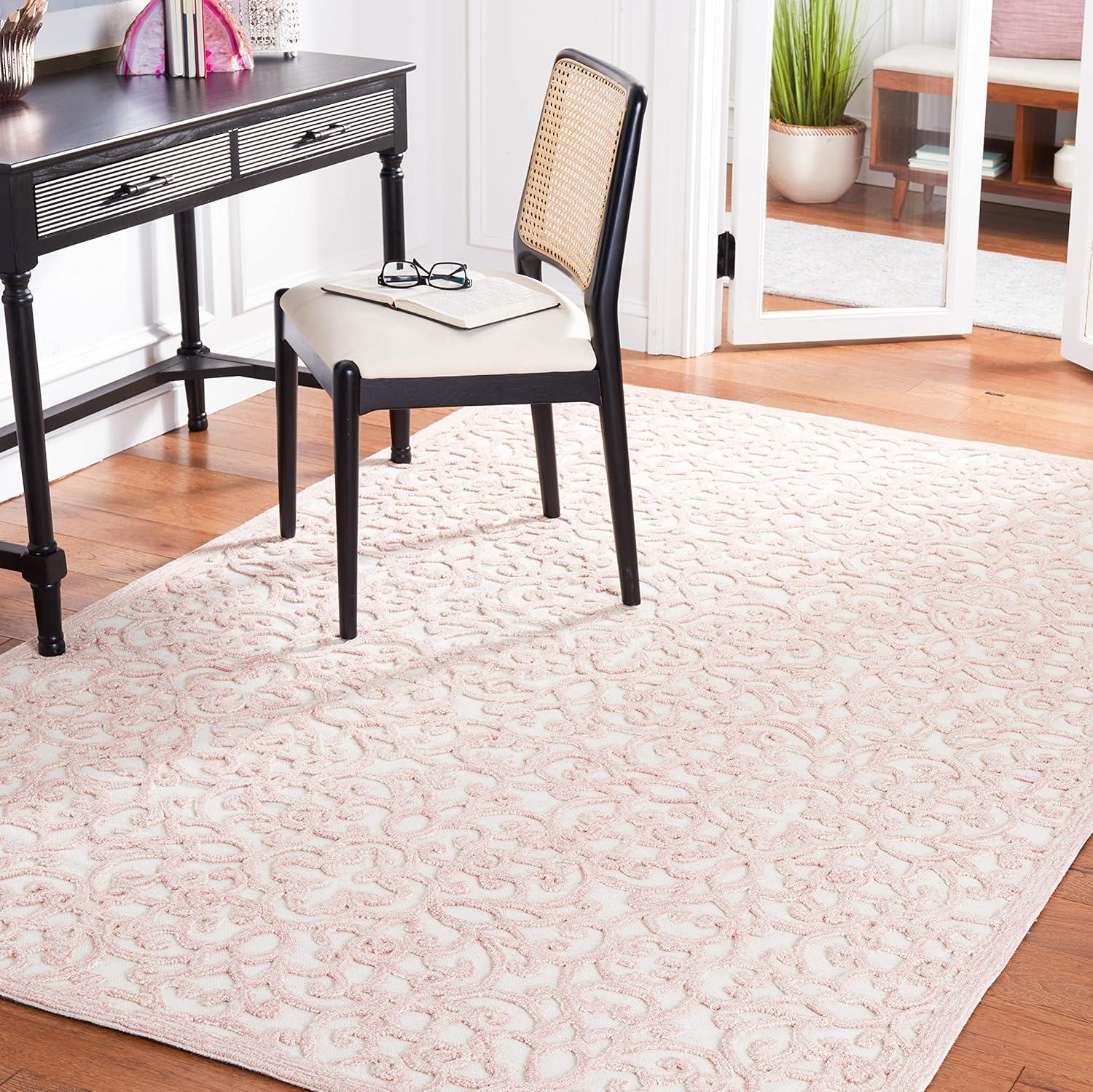imageMartha Stewart x SAFAVIEH Area Rug Collection 8 x 10 Blue amp Ivory Handmade Wool Ideal for Living Room Bedroom Office Dining Space MSR3513BIvoryPink