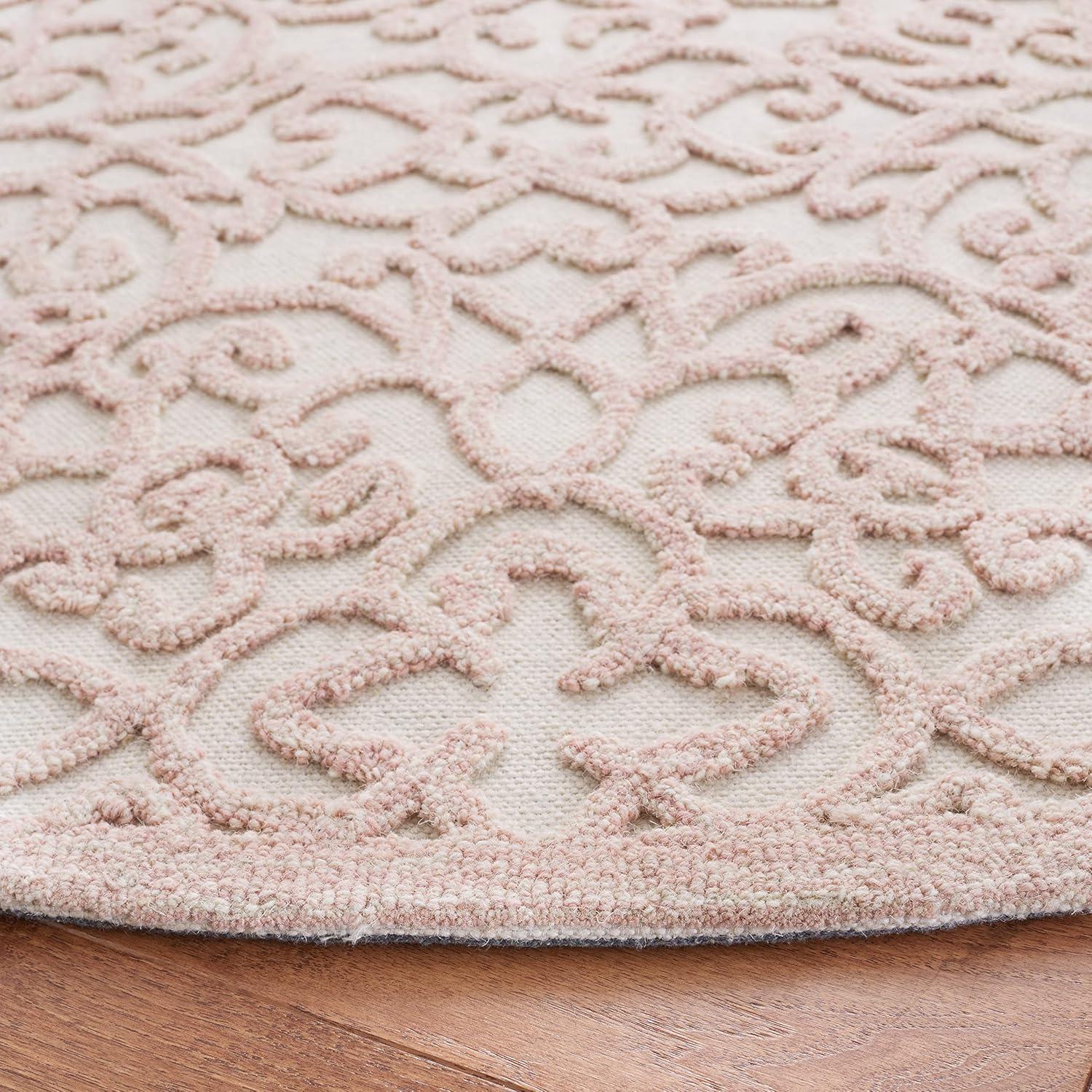 imageMartha Stewart x SAFAVIEH Area Rug Collection 8 x 10 Blue amp Ivory Handmade Wool Ideal for Living Room Bedroom Office Dining Space MSR3513BIvoryPink