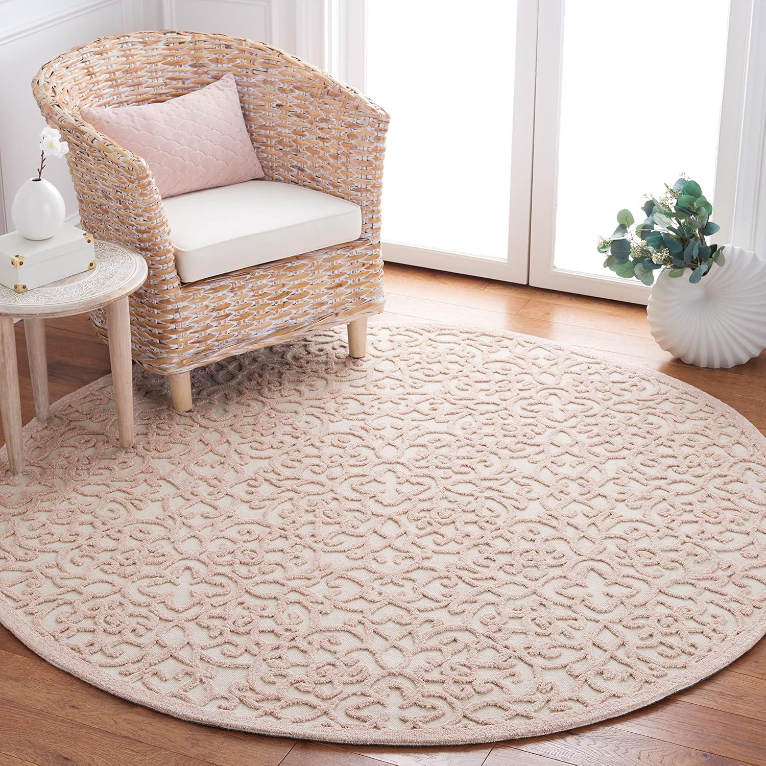 imageMartha Stewart x SAFAVIEH Area Rug Collection 8 x 10 Blue amp Ivory Handmade Wool Ideal for Living Room Bedroom Office Dining Space MSR3513BIvoryPink
