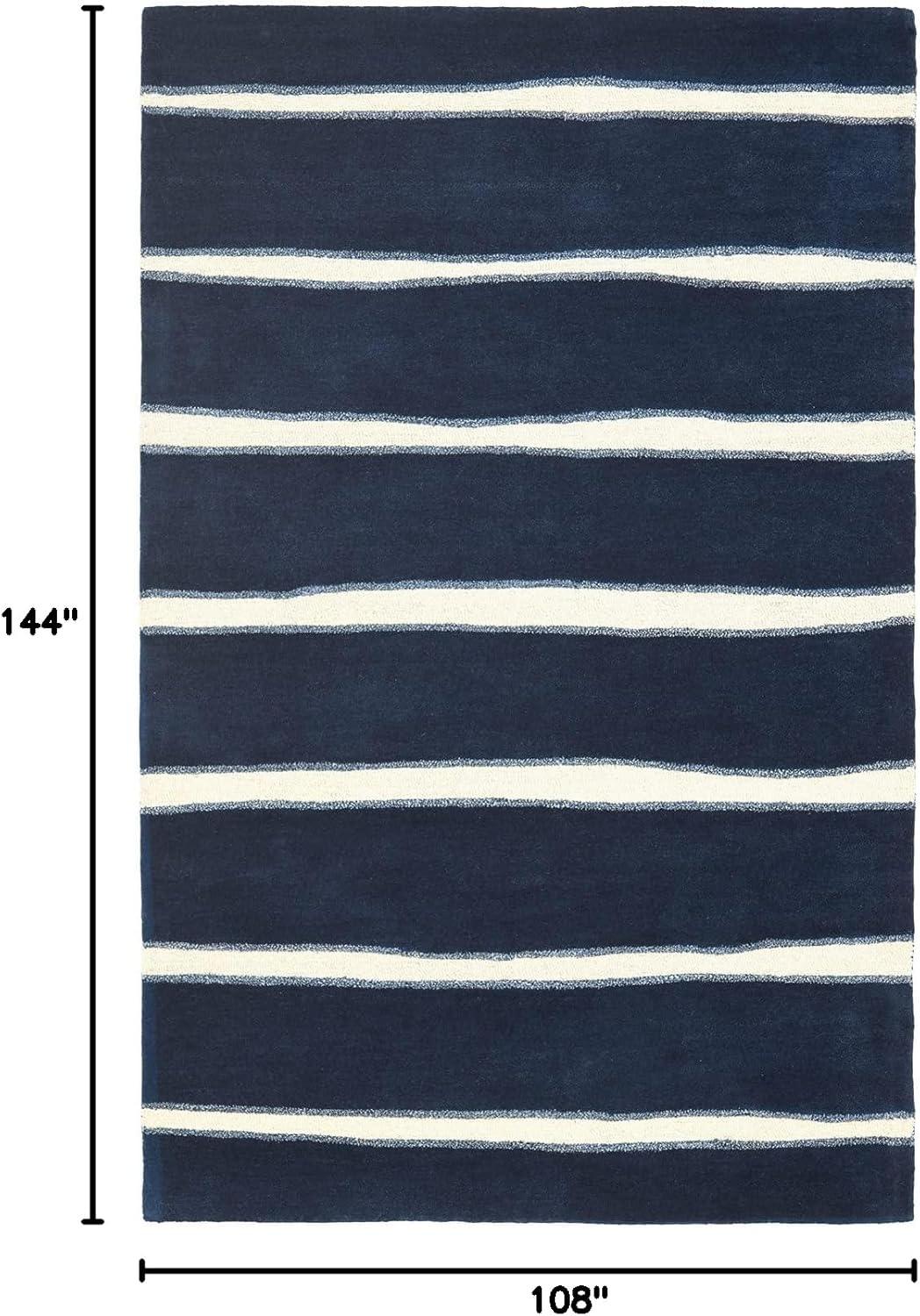 imageMartha Stewart x SAFAVIEH Area Rug Collection 8 x 10 Buckwheat Flour Beige Handmade Wool amp Viscose Ideal for Living Room Bedroom Office Dining Space MSR3617AWrought IronNavy