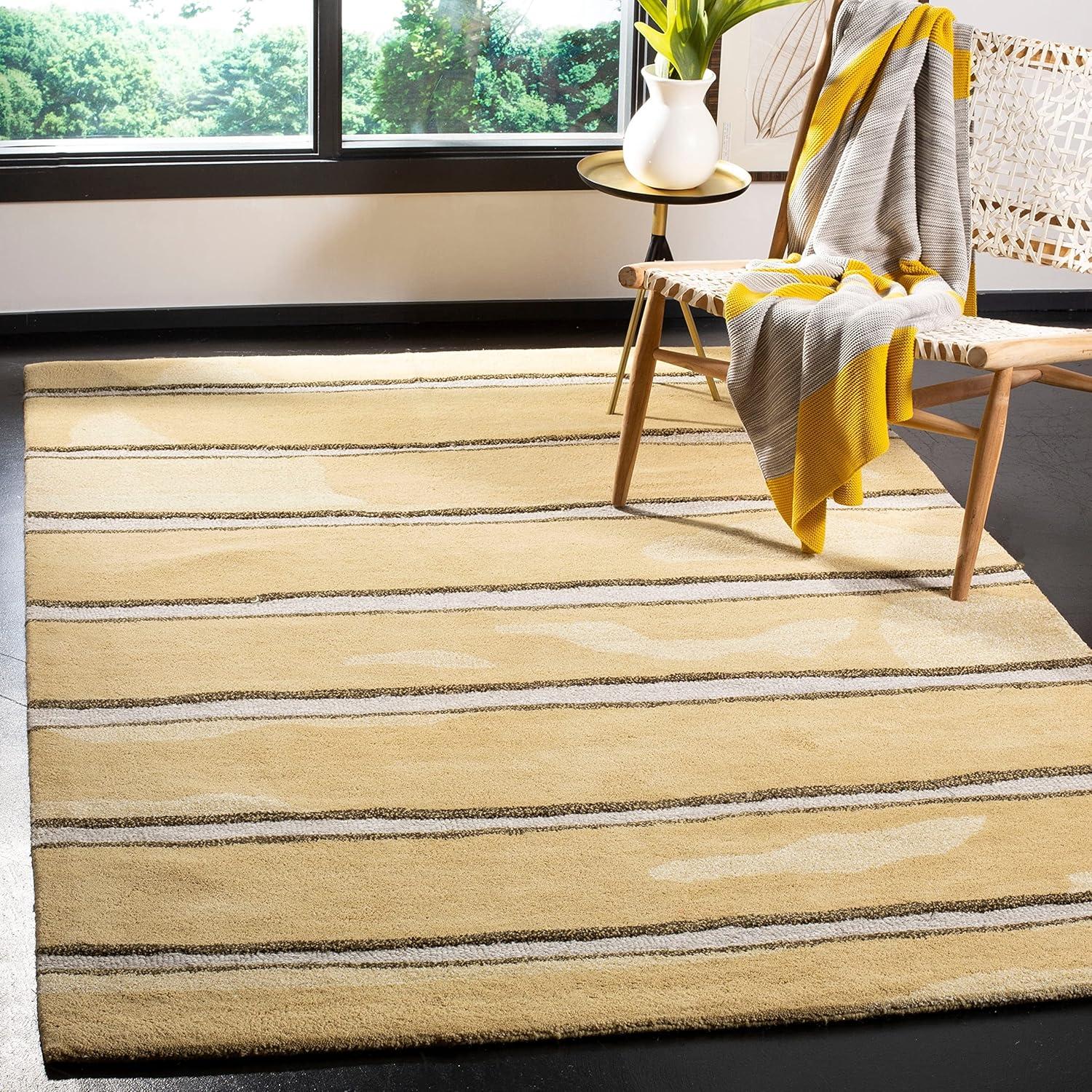 imageMartha Stewart x SAFAVIEH Area Rug Collection 8 x 10 Buckwheat Flour Beige Handmade Wool amp Viscose Ideal for Living Room Bedroom Office Dining Space MSR3617AWheat Beige