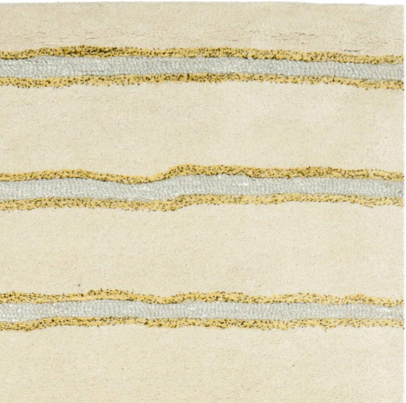 imageMartha Stewart x SAFAVIEH Area Rug Collection 8 x 10 Buckwheat Flour Beige Handmade Wool amp Viscose Ideal for Living Room Bedroom Office Dining Space MSR3617AWheat Beige