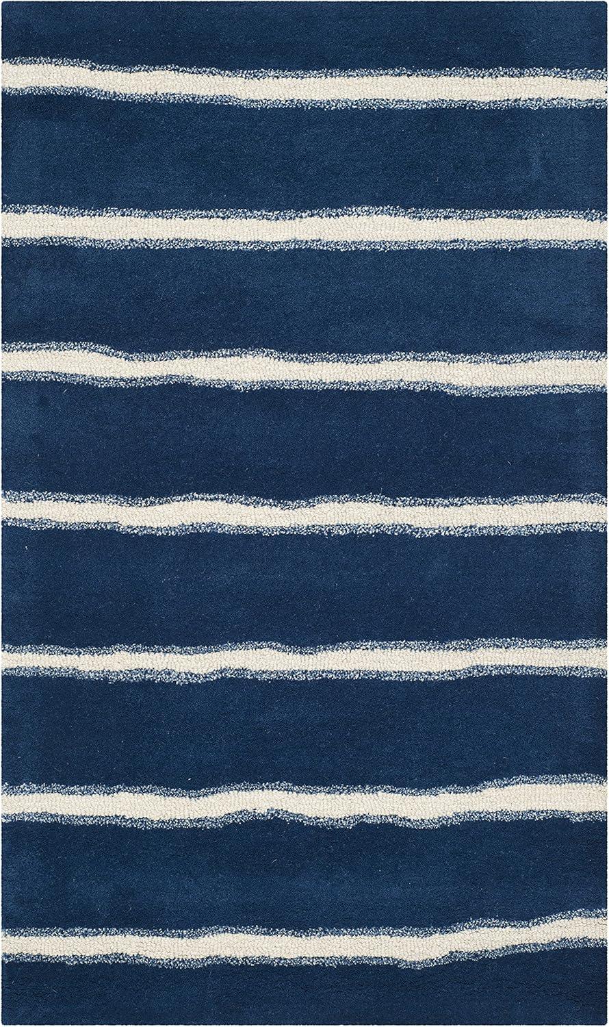 imageMartha Stewart x SAFAVIEH Area Rug Collection 8 x 10 Buckwheat Flour Beige Handmade Wool amp Viscose Ideal for Living Room Bedroom Office Dining Space MSR3617AWrought IronNavy