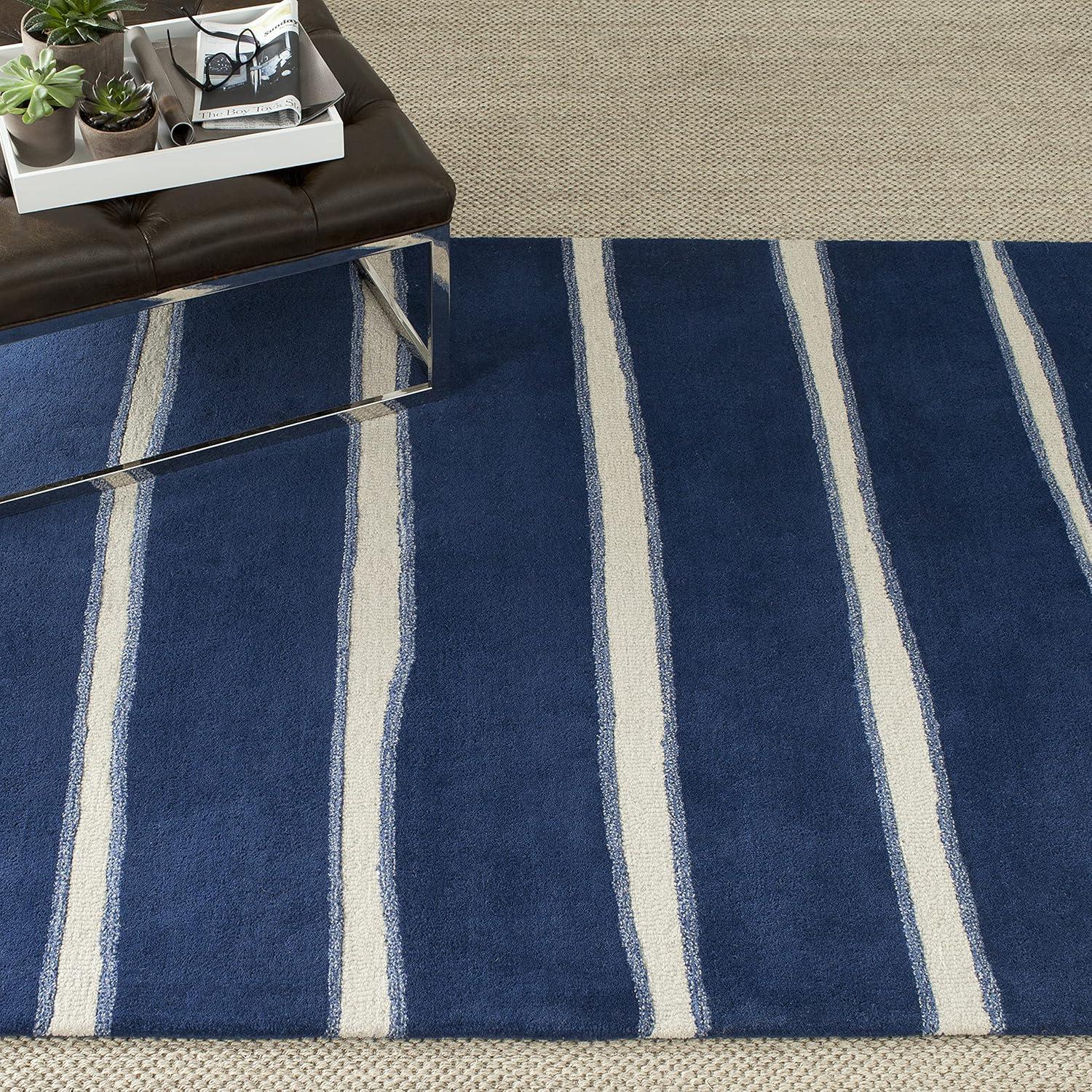 imageMartha Stewart x SAFAVIEH Area Rug Collection 8 x 10 Buckwheat Flour Beige Handmade Wool amp Viscose Ideal for Living Room Bedroom Office Dining Space MSR3617AWrought IronNavy