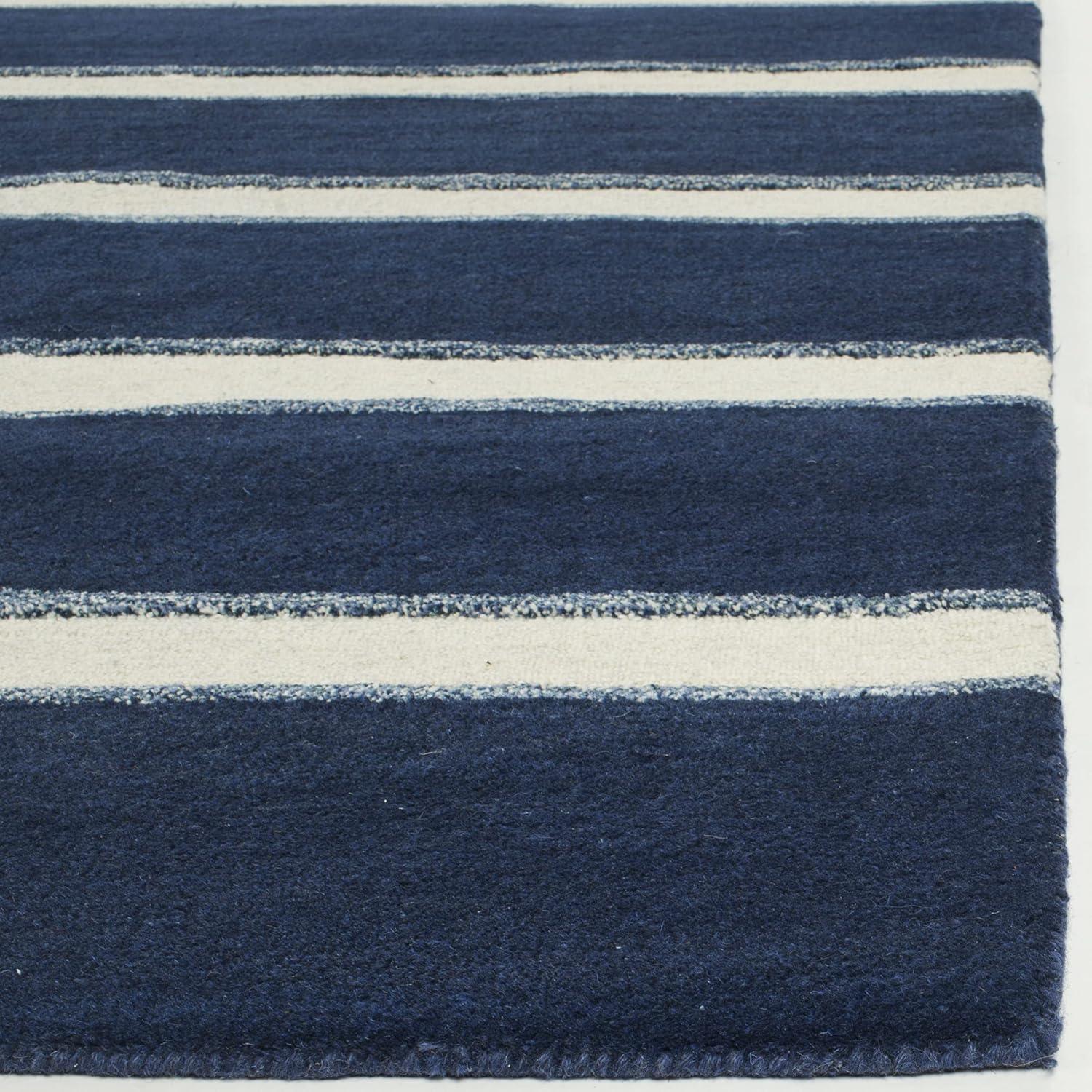 imageMartha Stewart x SAFAVIEH Area Rug Collection 8 x 10 Buckwheat Flour Beige Handmade Wool amp Viscose Ideal for Living Room Bedroom Office Dining Space MSR3617AWrought IronNavy