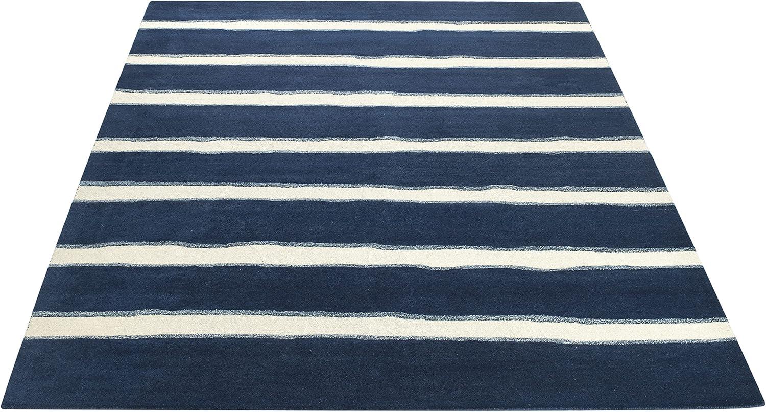 imageMartha Stewart x SAFAVIEH Area Rug Collection 8 x 10 Buckwheat Flour Beige Handmade Wool amp Viscose Ideal for Living Room Bedroom Office Dining Space MSR3617AWrought IronNavy