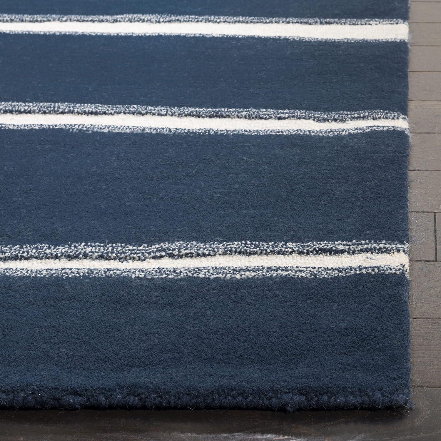 imageMartha Stewart x SAFAVIEH Area Rug Collection 8 x 10 Buckwheat Flour Beige Handmade Wool amp Viscose Ideal for Living Room Bedroom Office Dining Space MSR3617AWrought IronNavy