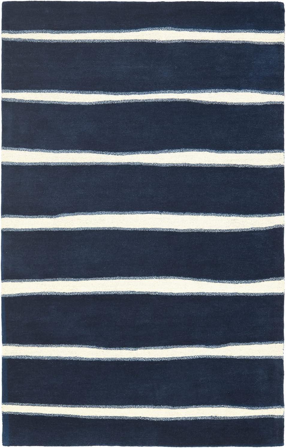 imageMartha Stewart x SAFAVIEH Area Rug Collection 8 x 10 Buckwheat Flour Beige Handmade Wool amp Viscose Ideal for Living Room Bedroom Office Dining Space MSR3617AWrought IronNavy