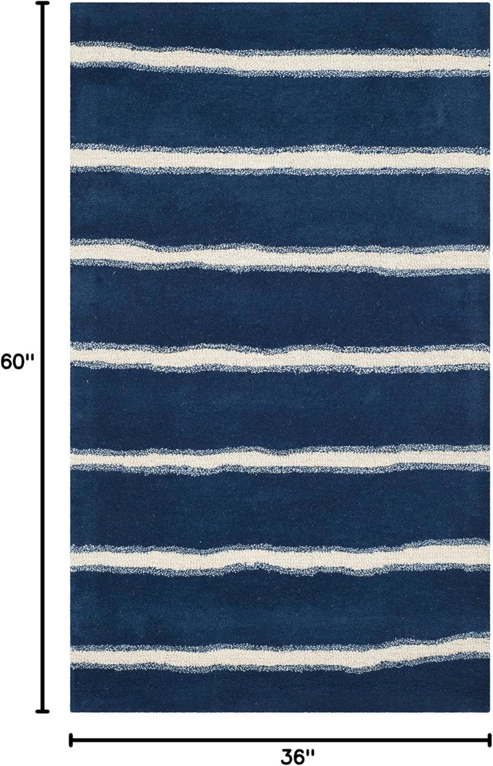 imageMartha Stewart x SAFAVIEH Area Rug Collection 8 x 10 Buckwheat Flour Beige Handmade Wool amp Viscose Ideal for Living Room Bedroom Office Dining Space MSR3617AWrought IronNavy