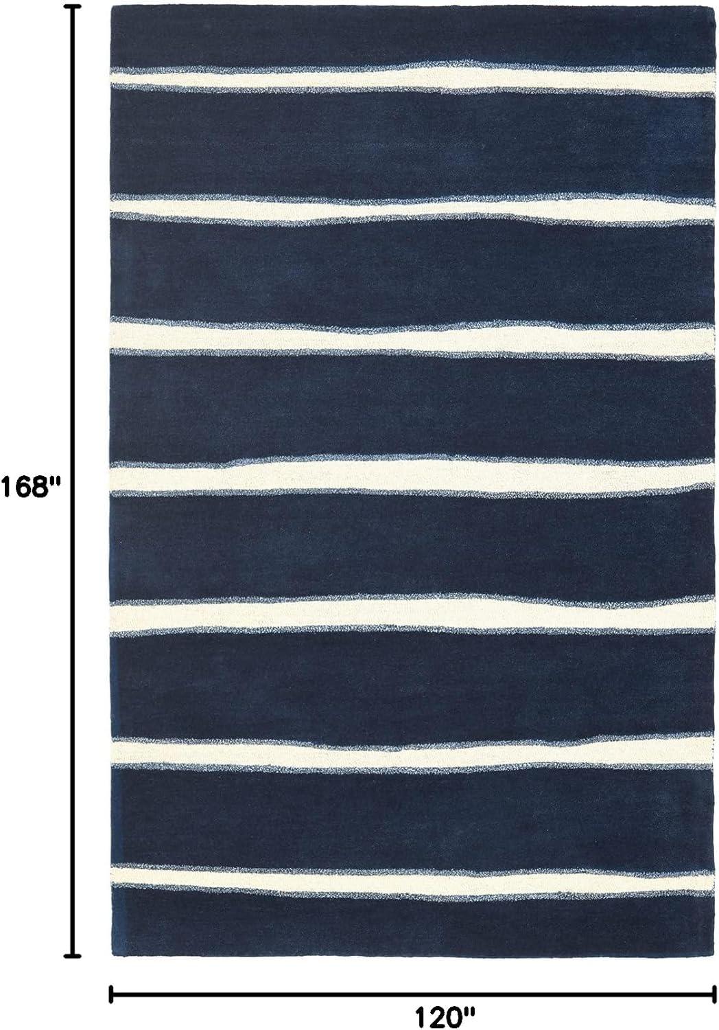 imageMartha Stewart x SAFAVIEH Area Rug Collection 8 x 10 Buckwheat Flour Beige Handmade Wool amp Viscose Ideal for Living Room Bedroom Office Dining Space MSR3617AWrought IronNavy