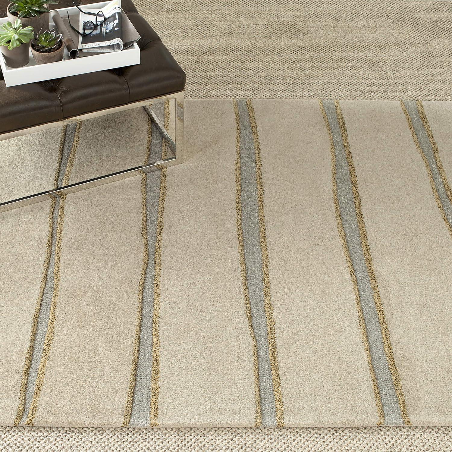 imageMartha Stewart x SAFAVIEH Area Rug Collection 8 x 10 Buckwheat Flour Beige Handmade Wool amp Viscose Ideal for Living Room Bedroom Office Dining Space MSR3617AWheat Beige